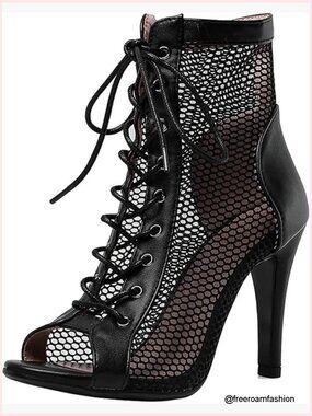 Peep Toe High Top Lace Up Sandals Heeled Buckle Strap Summer Boots